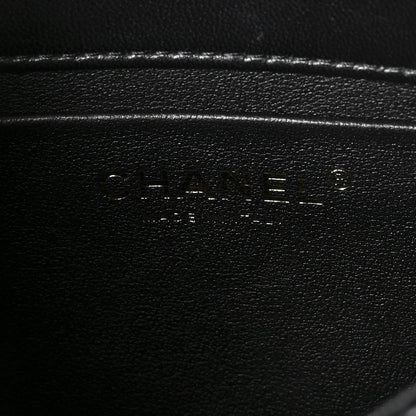 Lambskin Quilted CC Pocket Clutch With Chain Black