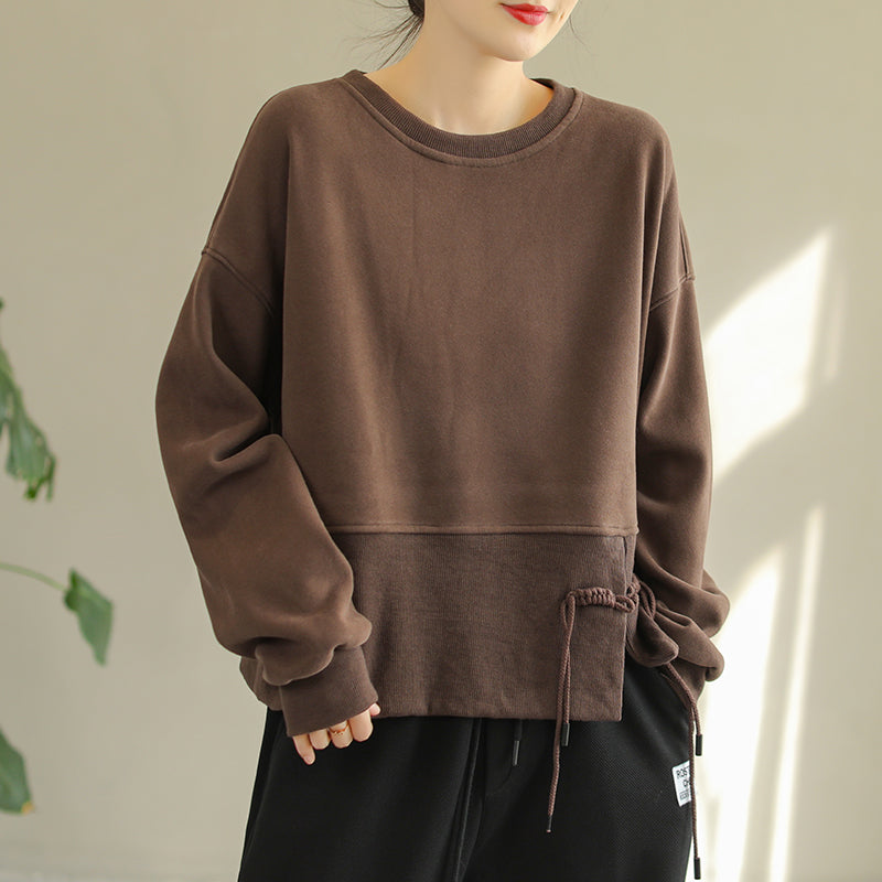 Winter Retro Irregular Patchwork Furred Loose Sweater