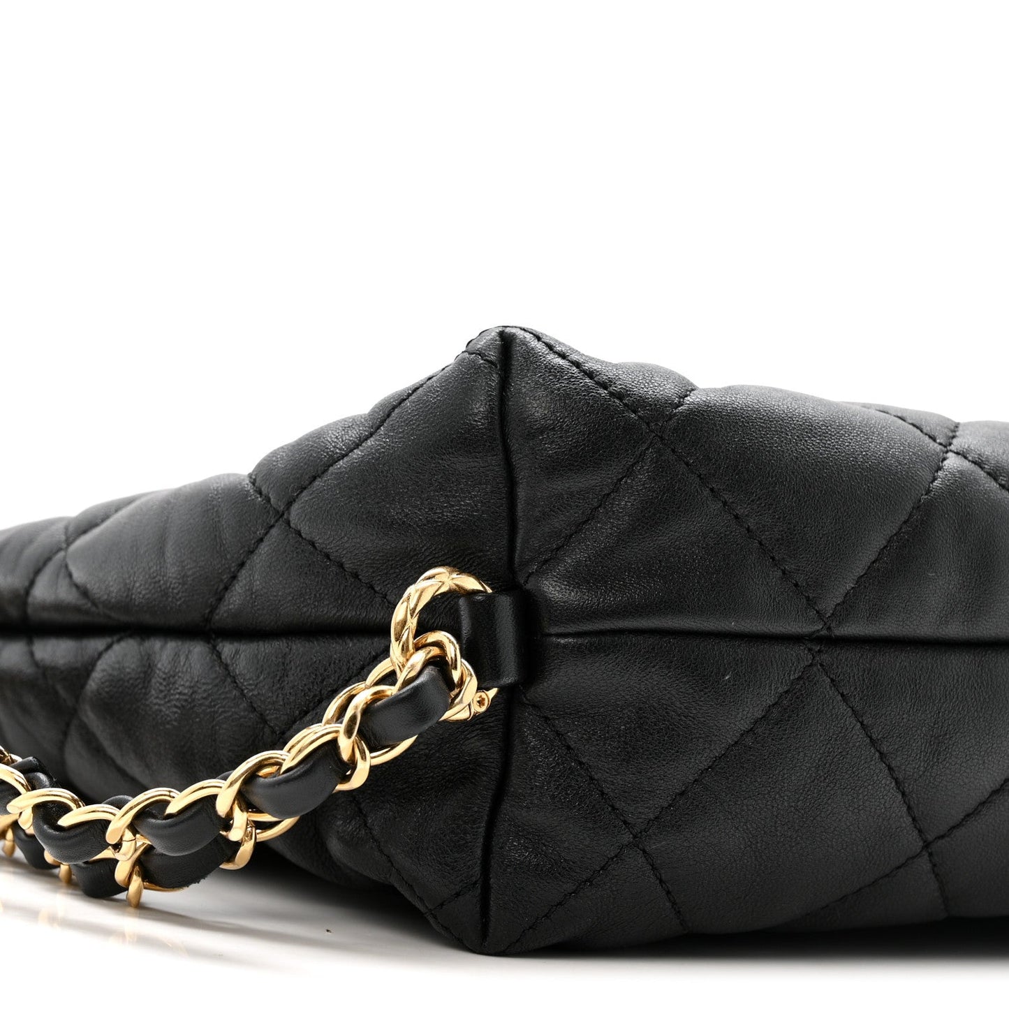 Lambskin Quilted Maxi Hobo Black