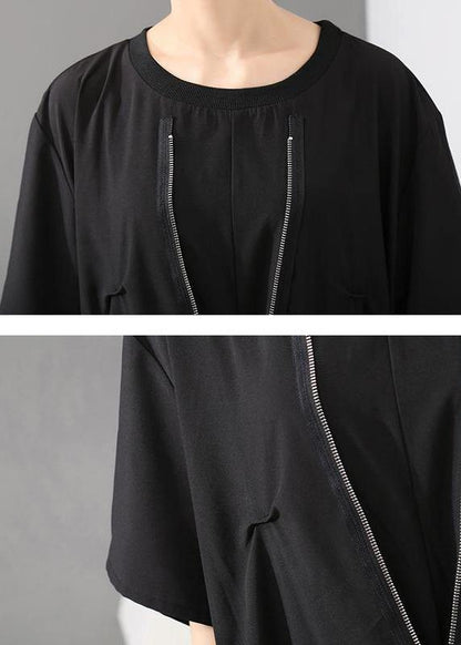 Italian plus size Irregular Cut Loose Round Neck Fashion Dress