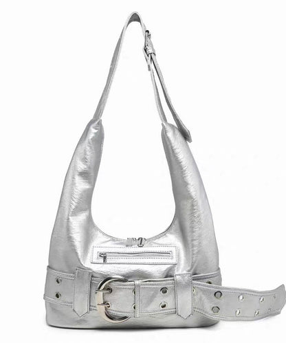 Stylish Black Zippered Solid Durable Faux Leather Shoulder Bags