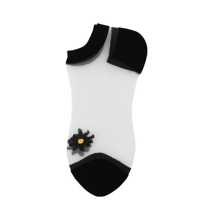Daisy Embroidery Transparent Summer Socks