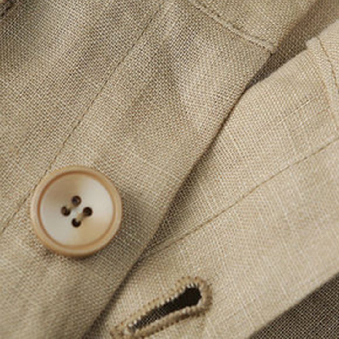 Khaki Linen A-line Midi Skirts For Women
