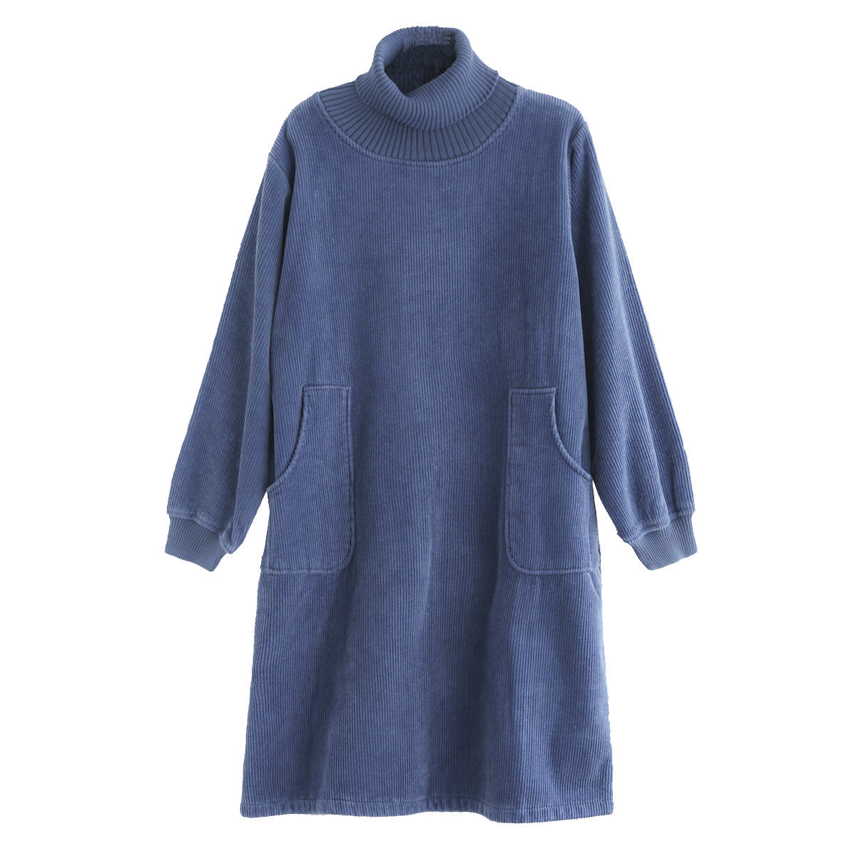 Corduroy Solid Color Plus Velvet Thick Loose Turtleneck Top