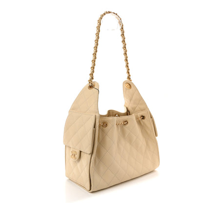 Caviar Quilted Small Chanel 25 Handbag Beige