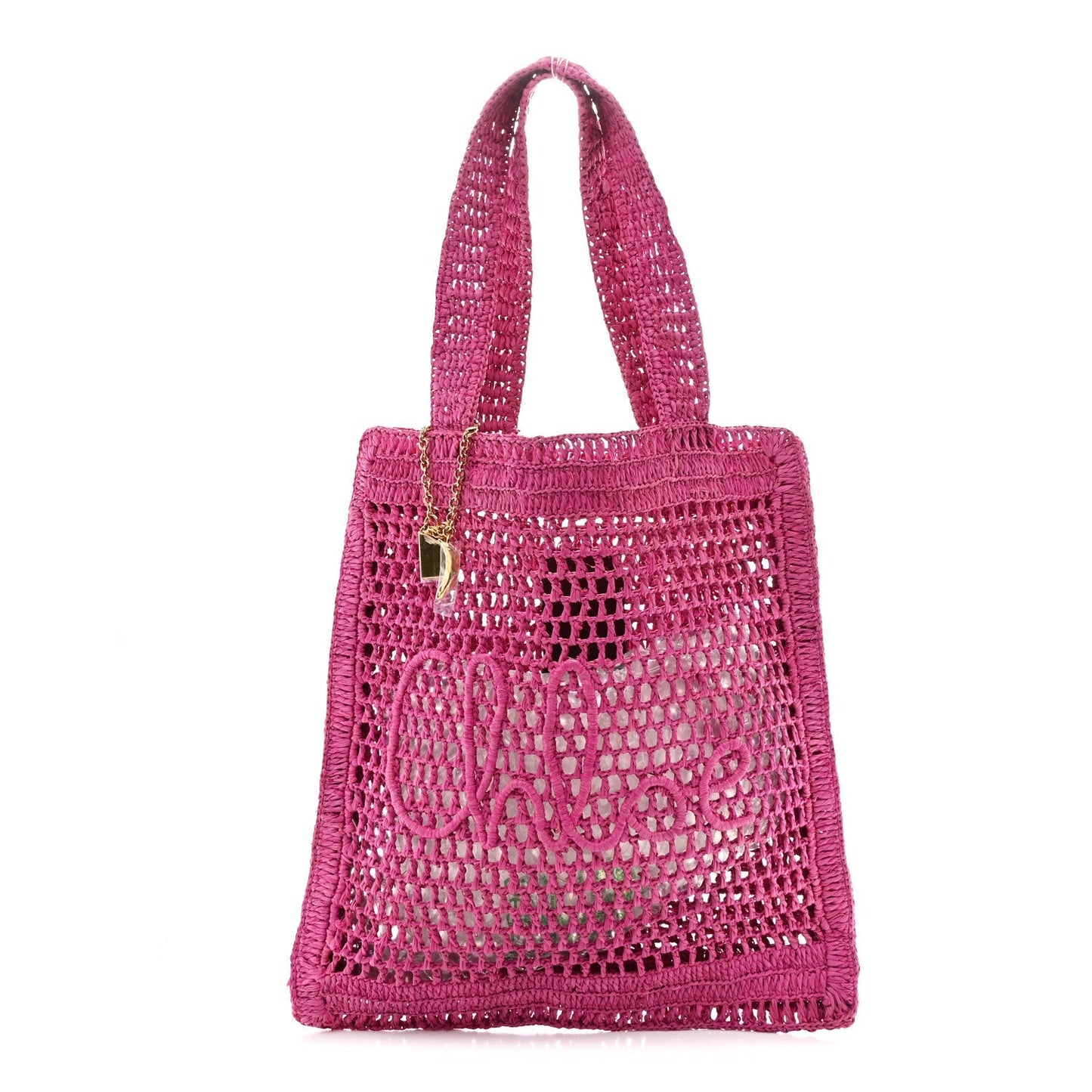 Raffia Summer Banana Tote Fuchsia Rose