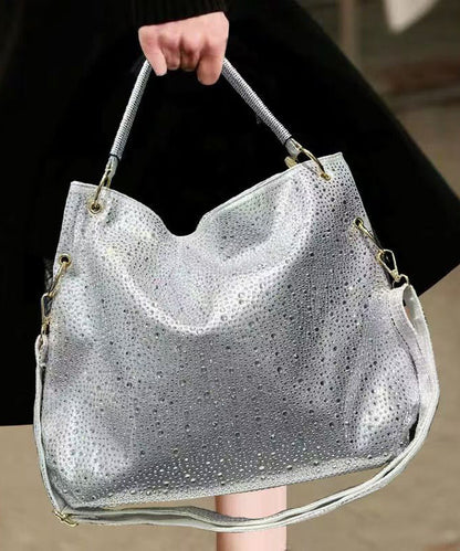 Fashion Silvery Rhinestone Large Capacity Faux Leather Shoulder Bags