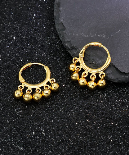 Art Gold Copper Overgild Ball Tassel Hoop Earrings