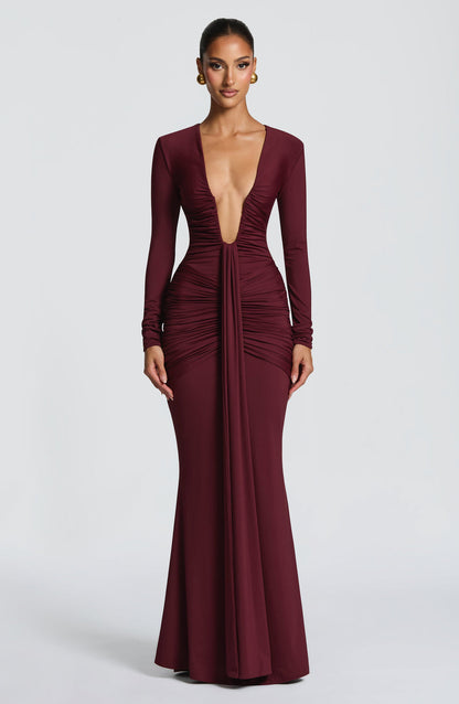 Sexy Slim Deep V Neck Solid Color Dress