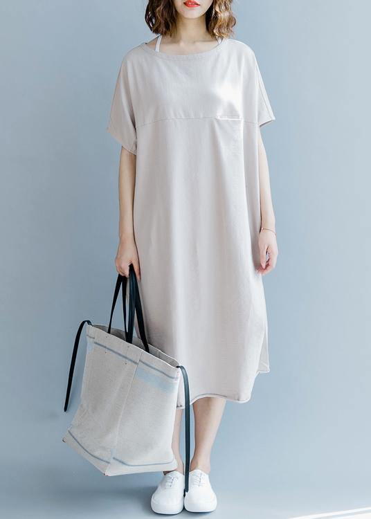 Boho Khaki Short Sleeve Cotton Summer Dresses