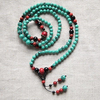 Ethnic Carnelian Bead Vintage Long Chain Lucky Green Women Necklace