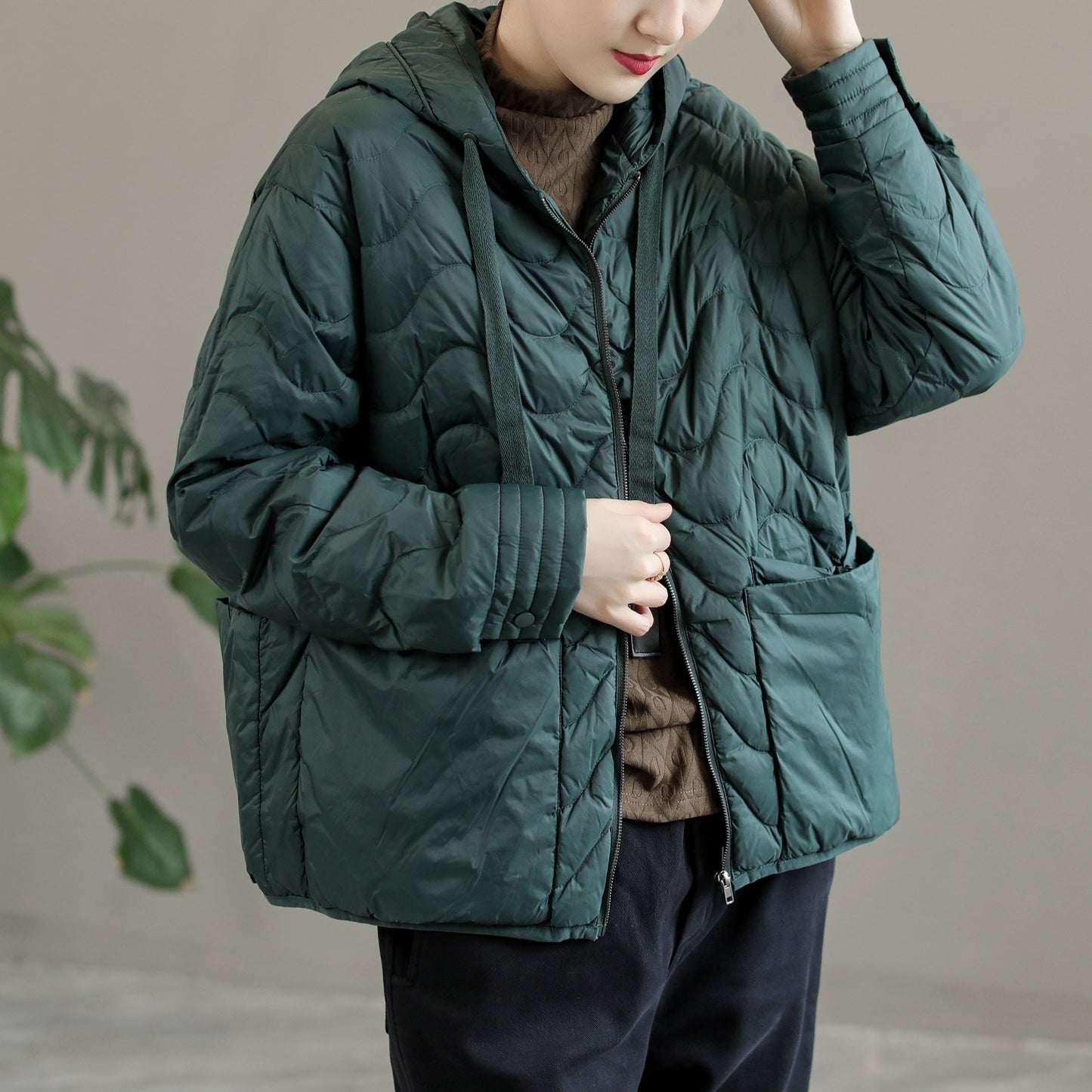 Women Winter Casual Loose Hooded Down Coat