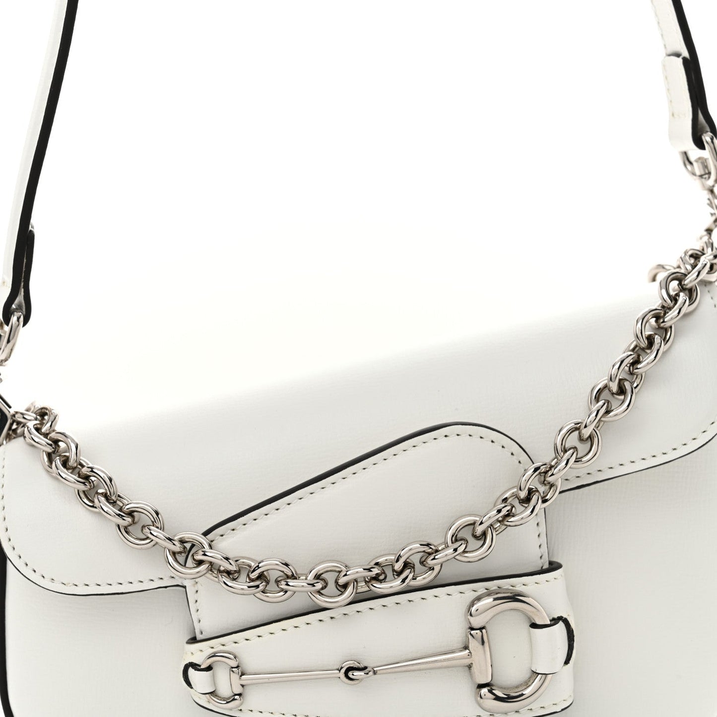 Demetra Mini Horsebit 1955 Asymmetric Shoulder Bag Great White