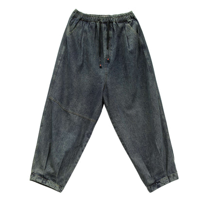 Women Autumn Loose Patchwork Cotton Jeans