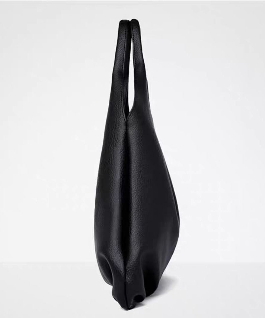 Organic Black Solid Durable Large Capacity Faux Leather Shoulder Bags
