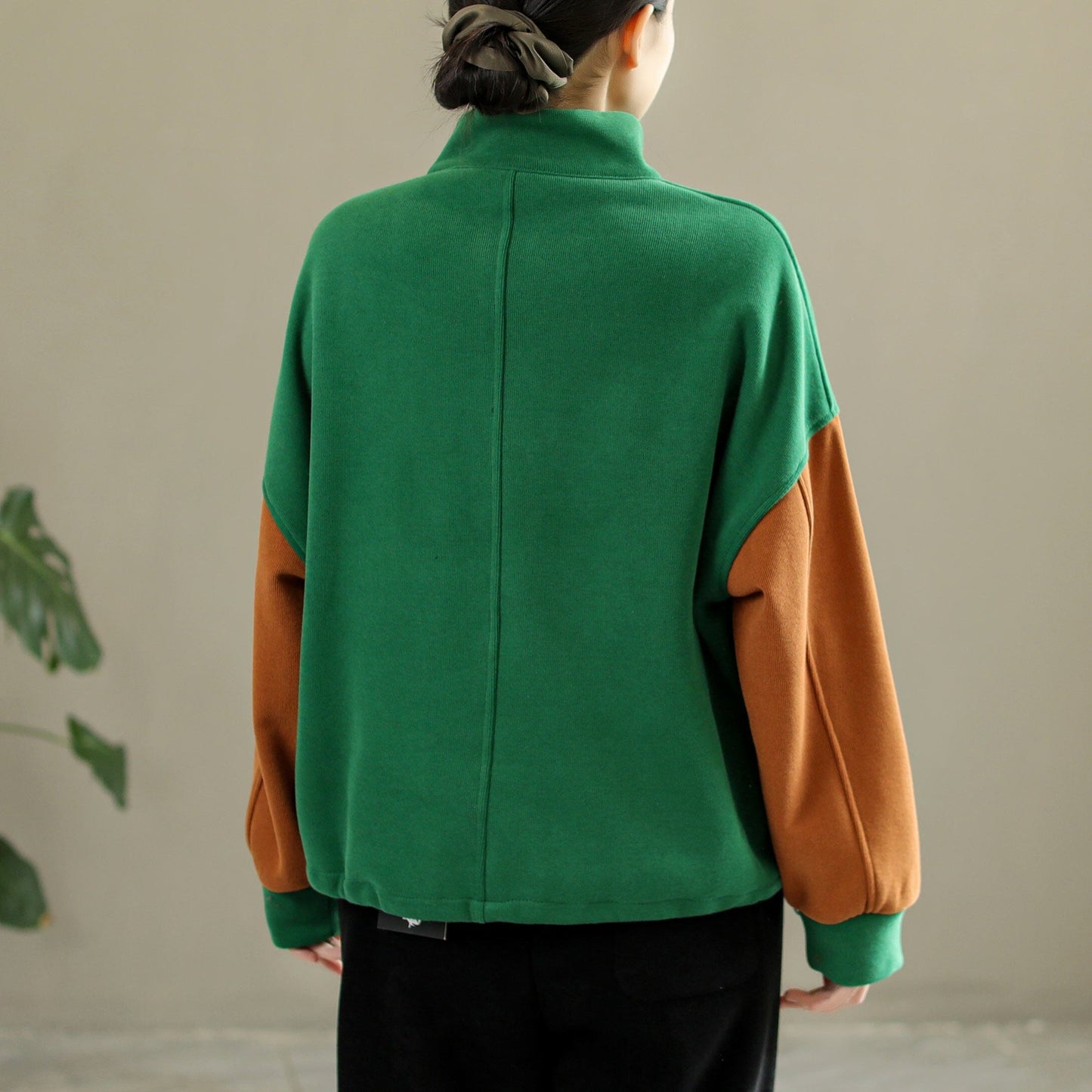 Winter Casual Color Matching Loose Furred Sweater