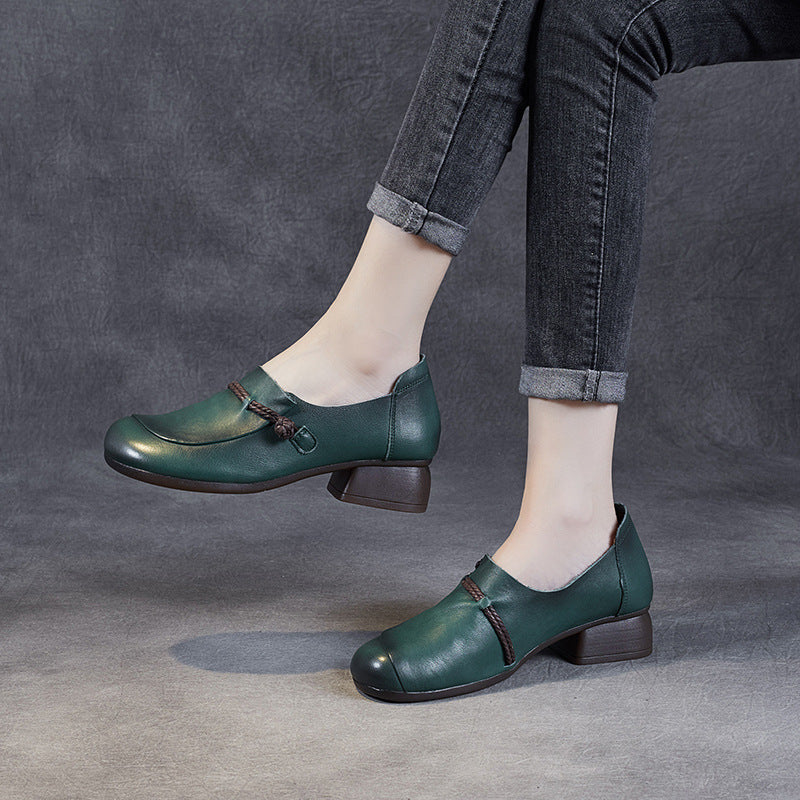 Plus Size Spring Summer Retro Leather Wedge Casual Shoes