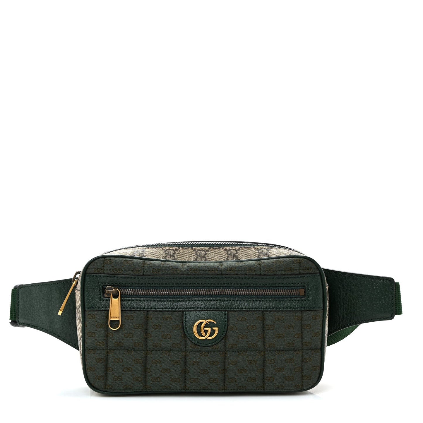 Monogram GG Mignon Textured Dollar Calfskin GG Supreme Monogram Quilted Mini GG Belt Bag Green Beige Ebony