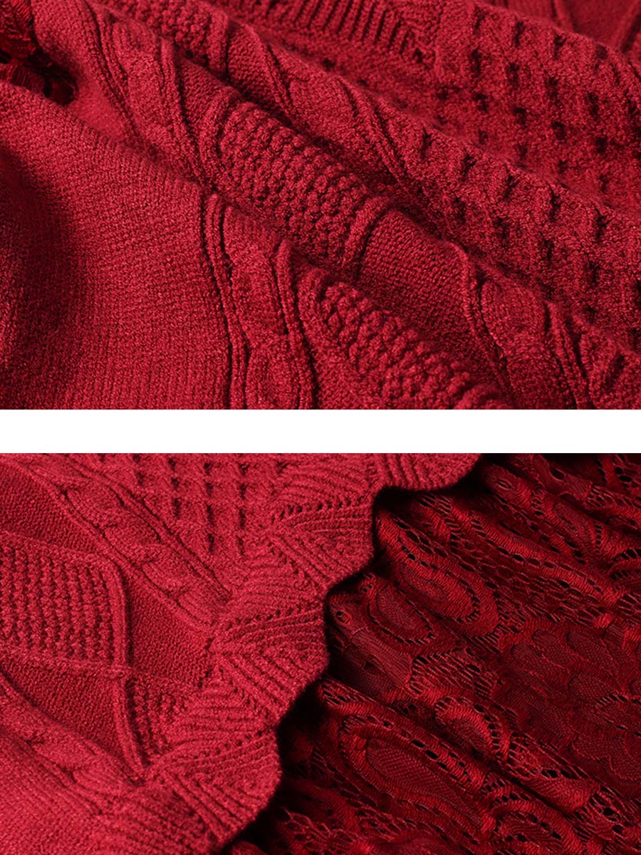 Women Elegant Knitted Lace Dress