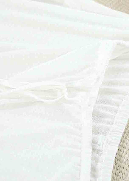 Simple White Oversized Cotton Pajamas Two Pieces Set Summer