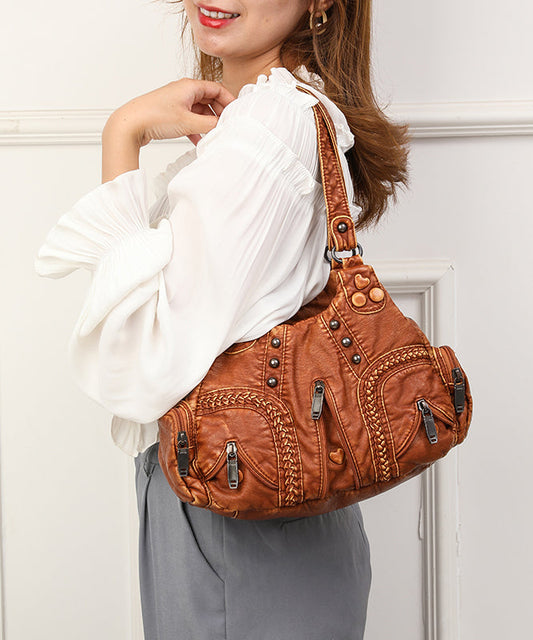 New Yellow Versatile Rivet Large Capacity Shoulder Bag