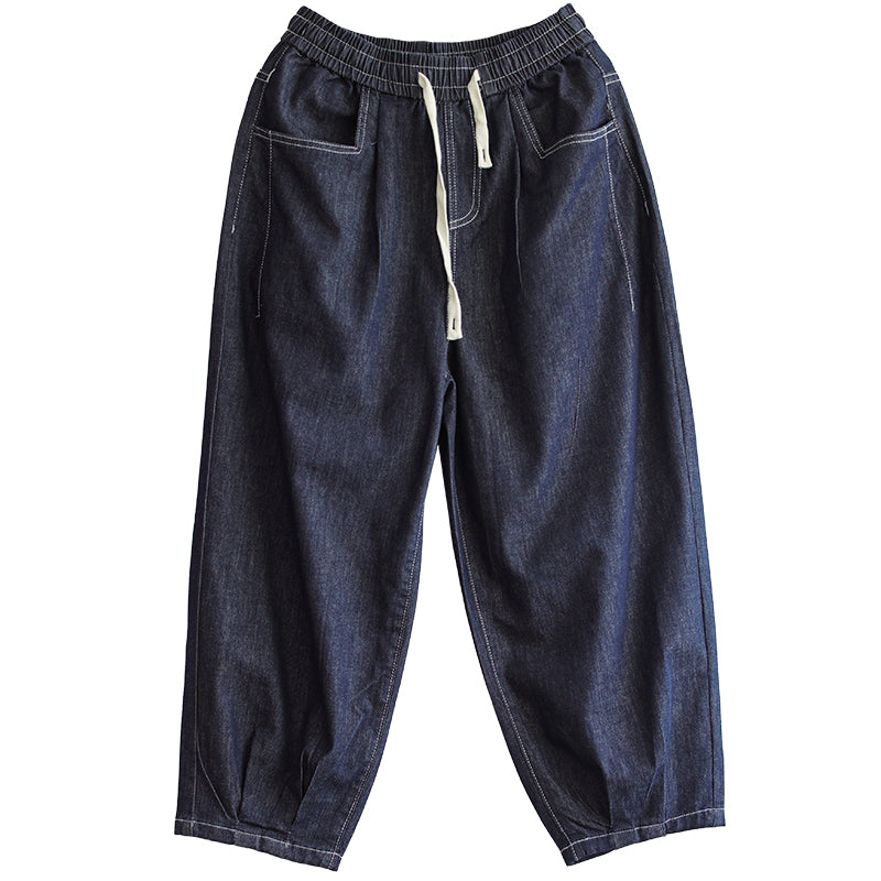 Women Retro Casual Summer Loose Harem Cotton Jeans