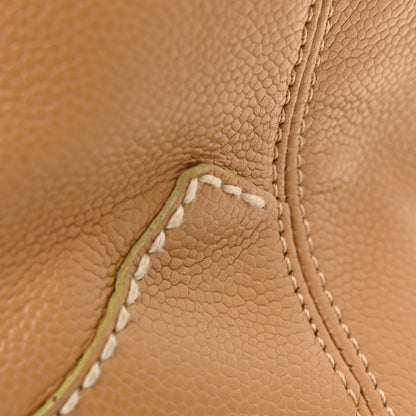 Caviar CC Stitched Medium Tote Beige