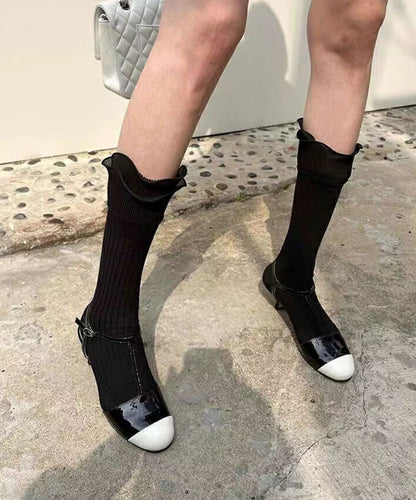 Unique White Ruffles Patchwork Spandex Crew Socks