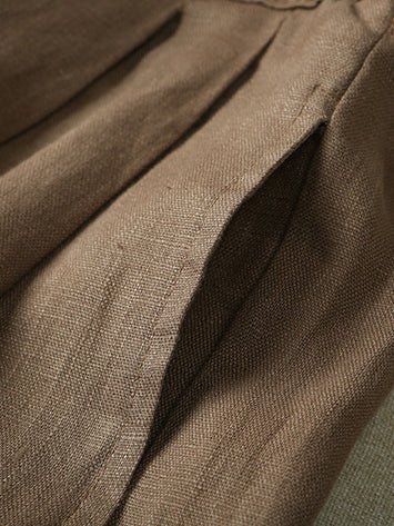 Loose Linen Loose Solid Bowknot Straight Pants