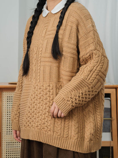 Winter Women Sweet Knitted Solid Loose Sweater