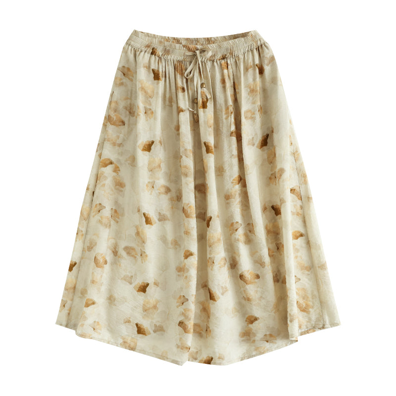Cozy Retro Floral Printed Cotton A-Line Skirt