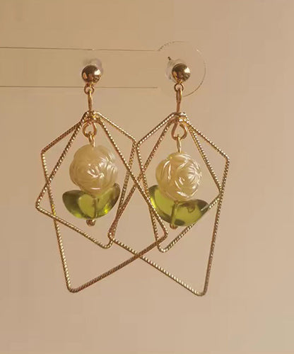 Casual Gold Copper Resin Square Geometry Drop Earrings