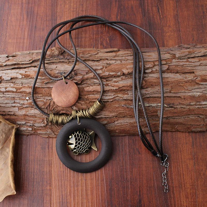 Ethnic Style Vintage Fish Pendant Women Necklace