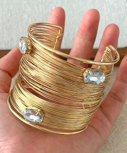 Vogue Gold Sterling Silver Overgild Zircon Cuff