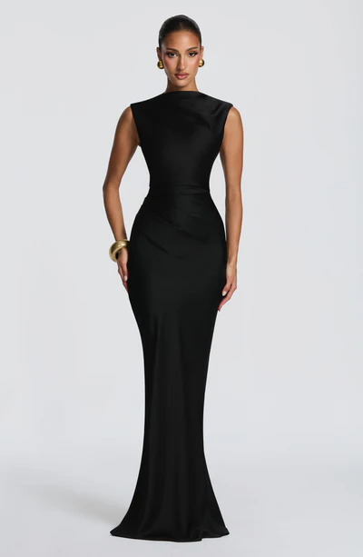 Satin Sleeveless Lace-Up Backless Mermaid Evening Gown