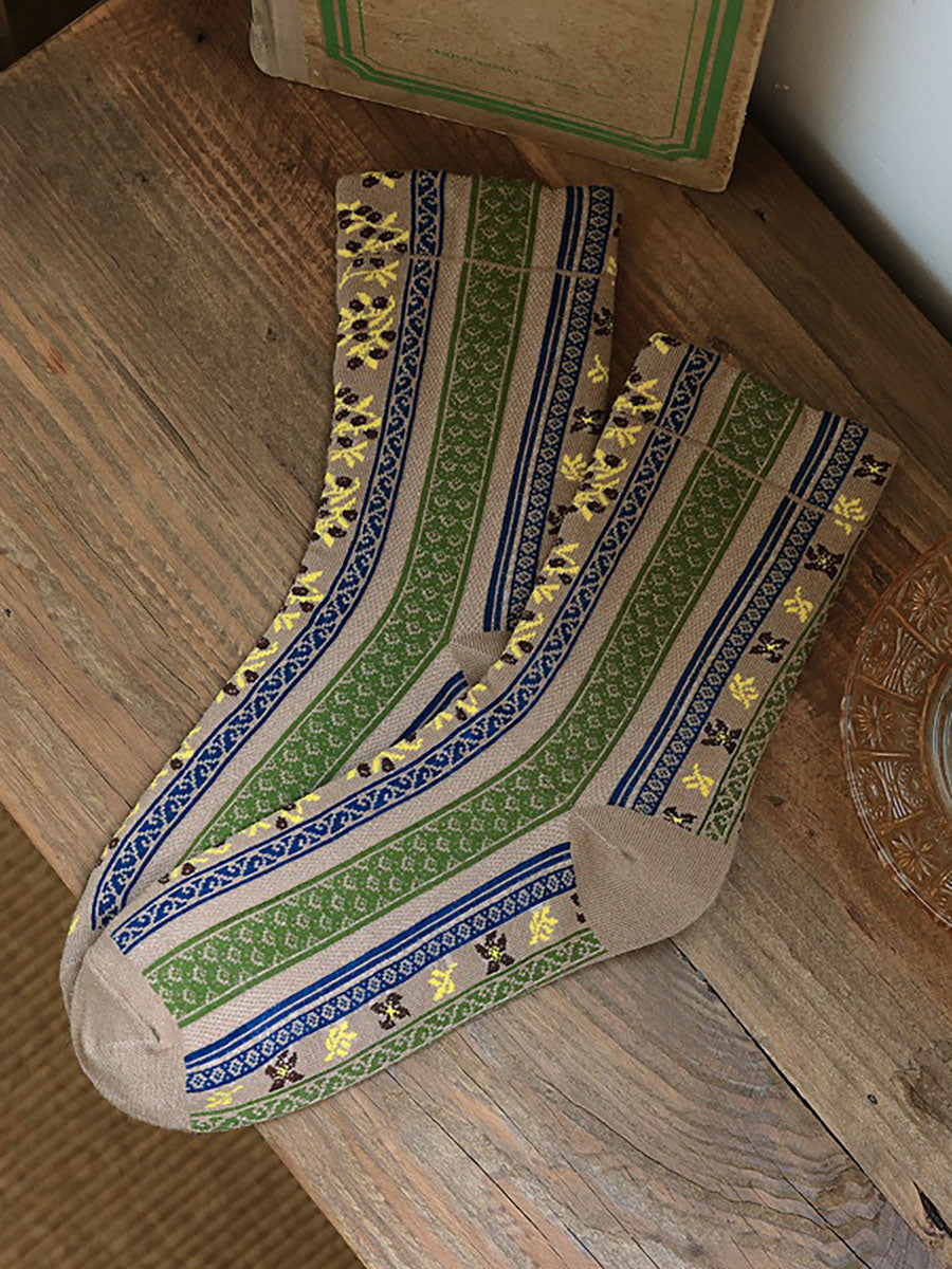5 Pairs Women Vintage Floral Socks