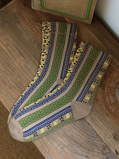 5 Pairs Women Vintage Floral Socks