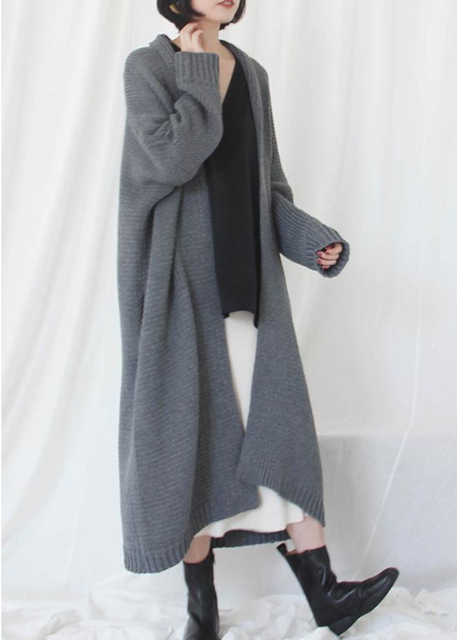 Oversized fall sweaters plus size clothing gray Batwing Sleeve knit cardigans