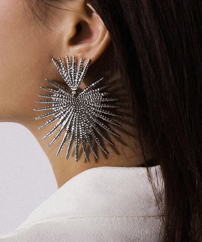 Oversize Gold Metal Asymmetrical Fan Blade Stud Earrings