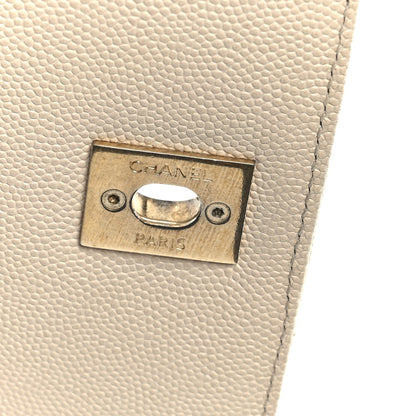 Caviar Lizard Embossed Chevron Quilted Small Coco Handle Flap Beige