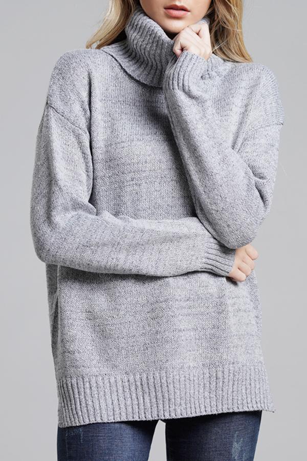Casual Knit High Neck Loose Sweater