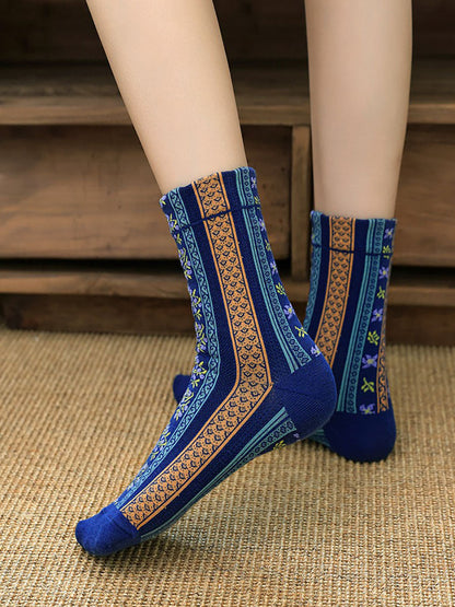 5 Pairs Women Vintage Floral Socks