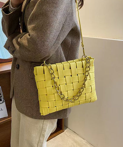 Classy Weave Design Faux Leather Chain Linked Mini Bag