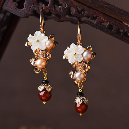 Ethnic Gold Plated Long Eardrop Earrings