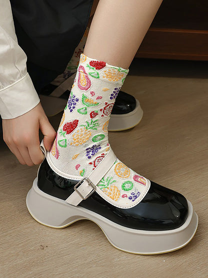 5 Pairs Floral Adult Vintage Winter Socks For Women