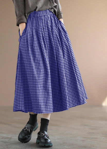 Handmade Yellow Plaid Circle A Line Casual Spring Skirts