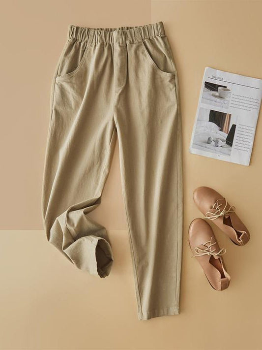 Classic Loose Casual Harem Cropped Pants With Pocket