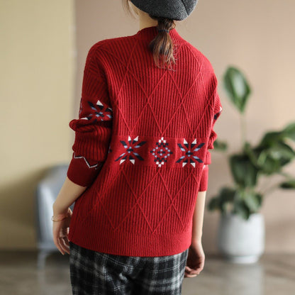 Winter Vintage Half Turtleneck Loose Casual Knitted Sweater