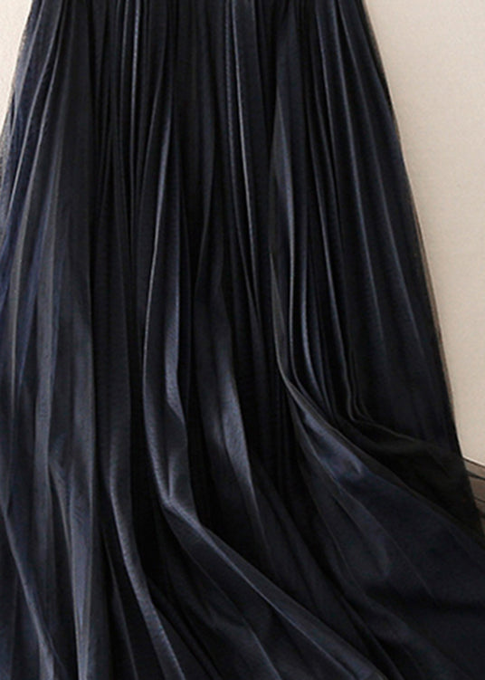 Beautiful Blue Zip Up Patchwork Tulle Skirt Spring