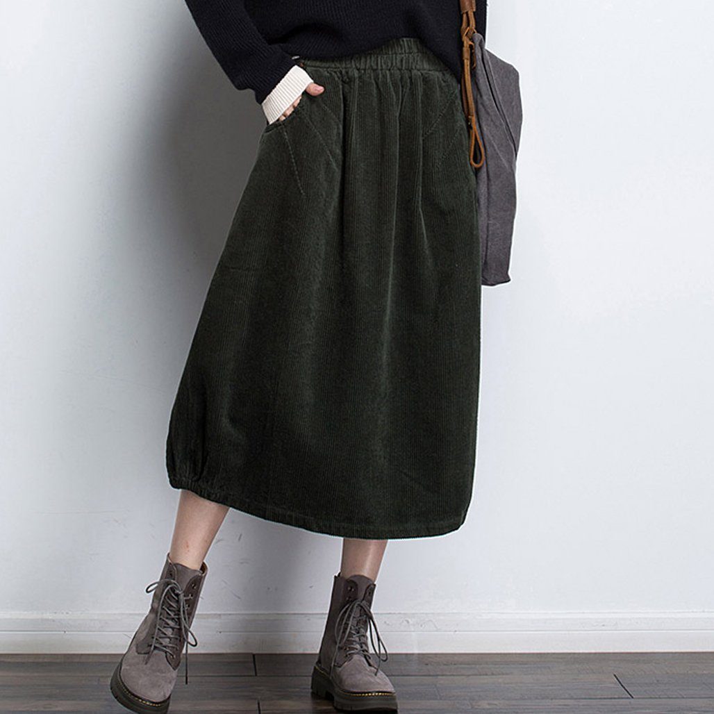 Cozy Autumn Winter Casual A Word Corduroy Skirt